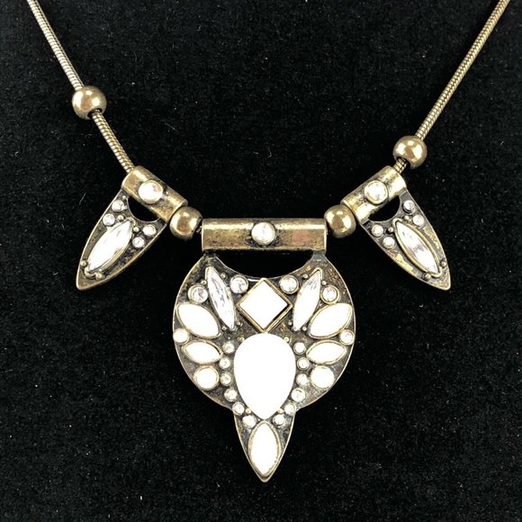 Unbranded Jewelry - Brass Tone Necklace Clear Rhinestones Adjustable Up to 20"